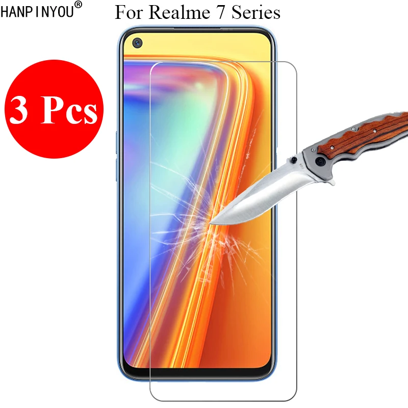 3 Pcs/Lot New 9H 2.5D Tempered Glass Screen Protector For Realme 7 7i X7 / Pro Protective Film + Clean Tools