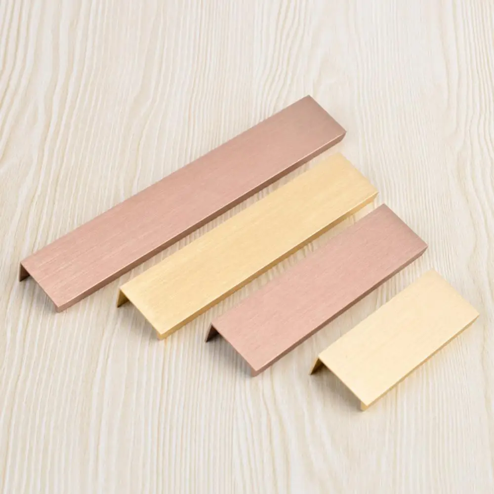 New Novelty Gold/Champagne Hidden Cabinet Pulls Furniture Handles Kitchen Door Handle Copper Drawer Pull Knobs Cupboard Handle