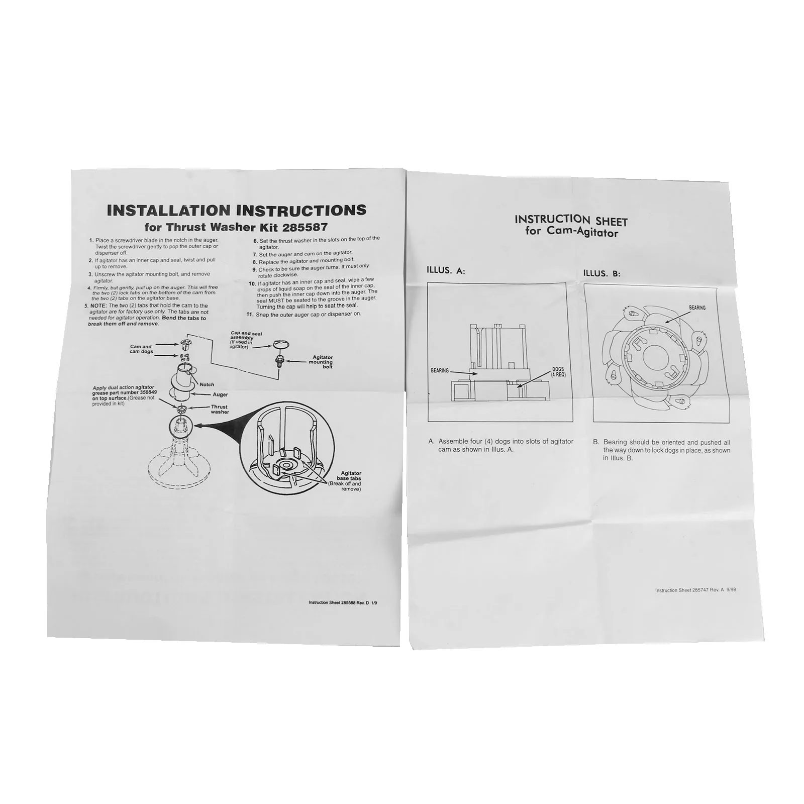 1ชุดชุดซ่อม Agitator 285811 Fit สำหรับ PS334650 Kenmore AP3138838 Whirlpool 285746