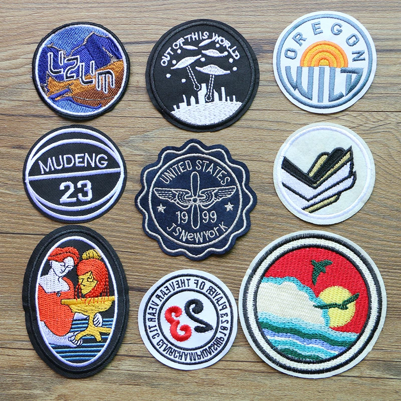 

Round Shape UFO Number Painting Basketball Totem Icon Embroidery Applique Patch for Clothing DIY Sew up Badges on the Backpack