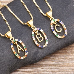 Nidin New Hot Sale Colorful 26 Letters A - Z Initial Alphabet Pendant Long Chain Necklace Name Jewelry Women Accessories Gift