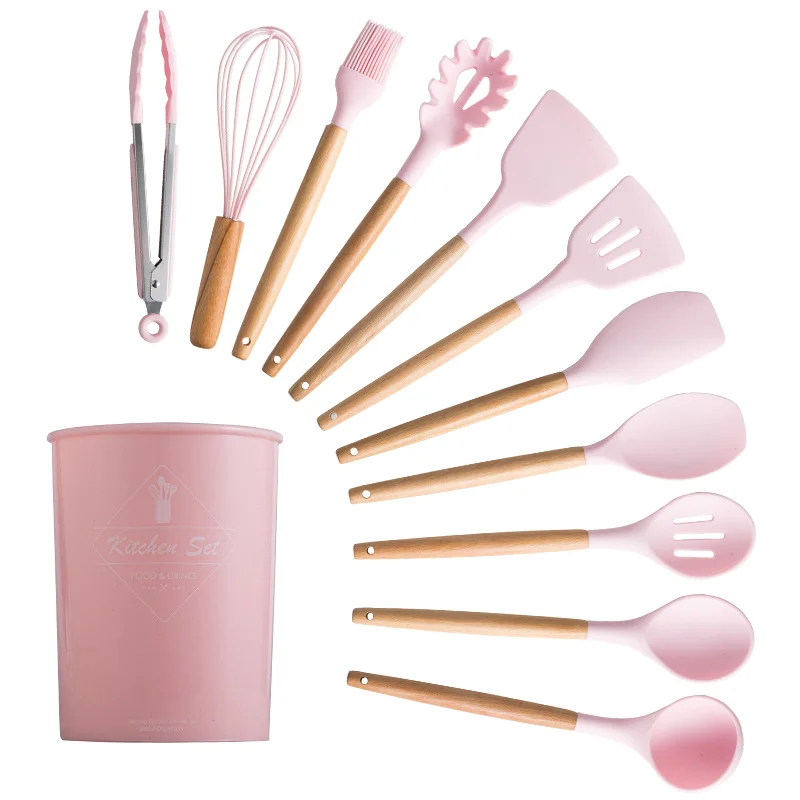 Cooking Tools Premium Silicone Utensils Turner Tongs Spatula Soup Spoon Non-stick Shovel Oil Brush Kitchen Tools