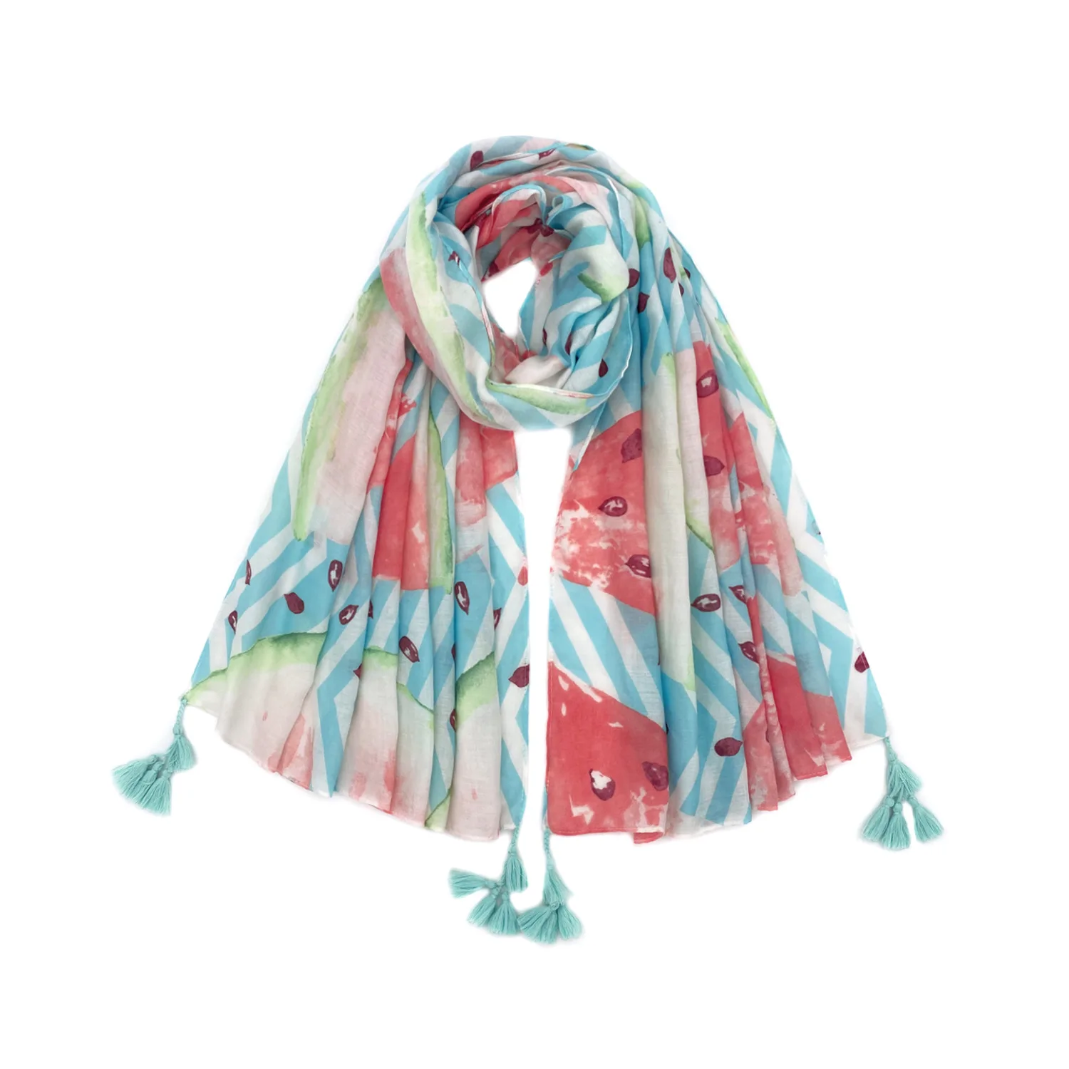 

2021 New Watermelon Print Tassel Scarf And Shawls Women Long Soft Fruit Print Scarves Wrap Hijab Free Shipping