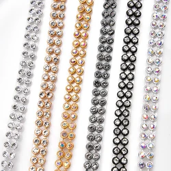 3mm 2 Rows 1.2 Meter Crystal AB Clear Stones Silver Hot Fix Rhinestone Mesh Trimming Aluminium Base Sew on Net Banding for Dress