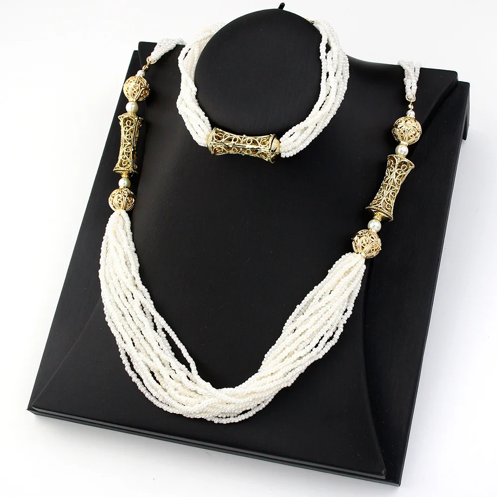 Sunspicems Chic Moroccan Bride Jewelry Sets For Women Arabic Hand Beads Choker Necklace Charm Bracelet Gold Color Caftan Jewelry