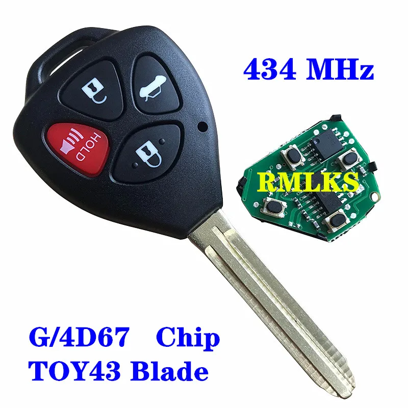 

Remote Key 4 Buttons 433MHz 4D67 Chip FOB For 2005-2008 For Toyota Hilux FCC ID: MDL B42TA B41TA