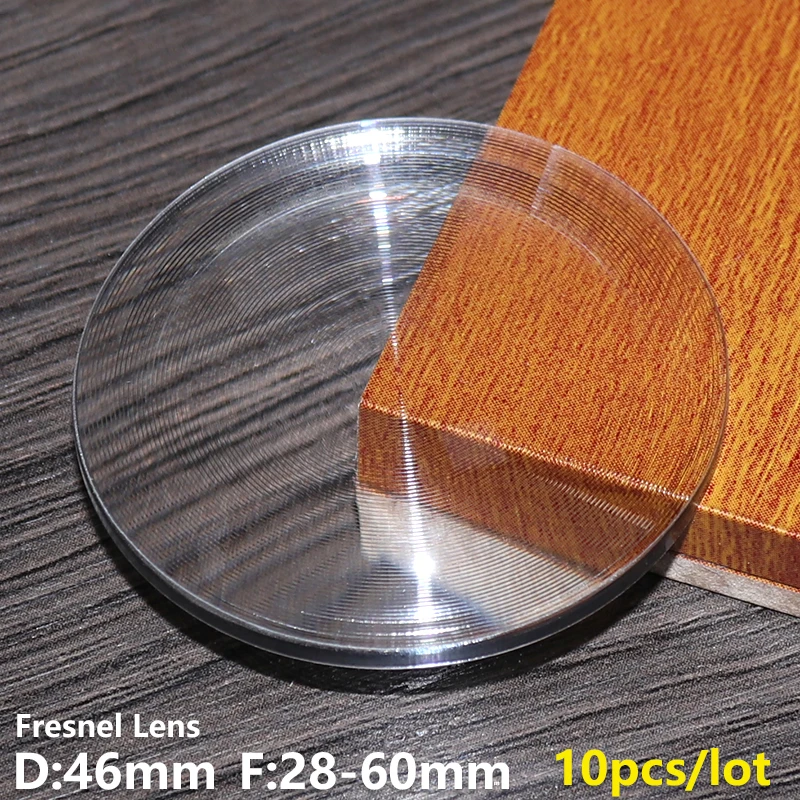 Fresnel lens D46mm F28-60mm Flashlight led light  Stage lights  diy Projector  Spotlight  3X magnification Customizable