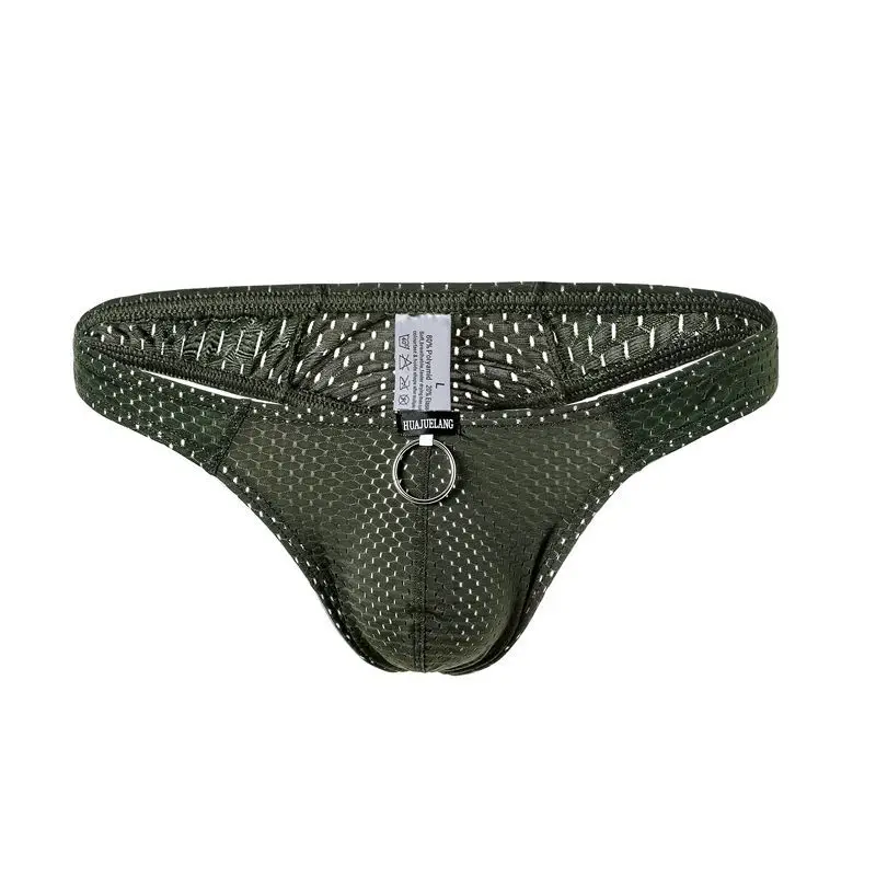 Calzoncillos con bolsa para pene para hombre, ropa interior Sexy Gay con bulto, tangas transpirables de cintura baja con agujero, Sunny Boy