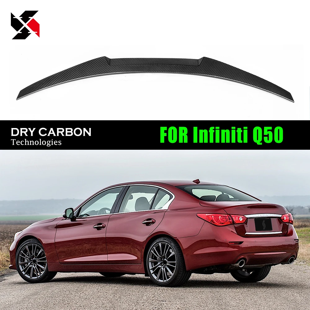 M4 Style Real Carbon Fiber Car Rear Trunk Spoiler Lip Boot Wing Lip Extension Fit For Infiniti G50 4-Door Sedan V37 2013-2020