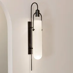 Arc Well Sconce Modern gold/Black glass wall light design Living room Led Bedside Parlor Deco Surface Mount bedroom wall lamp