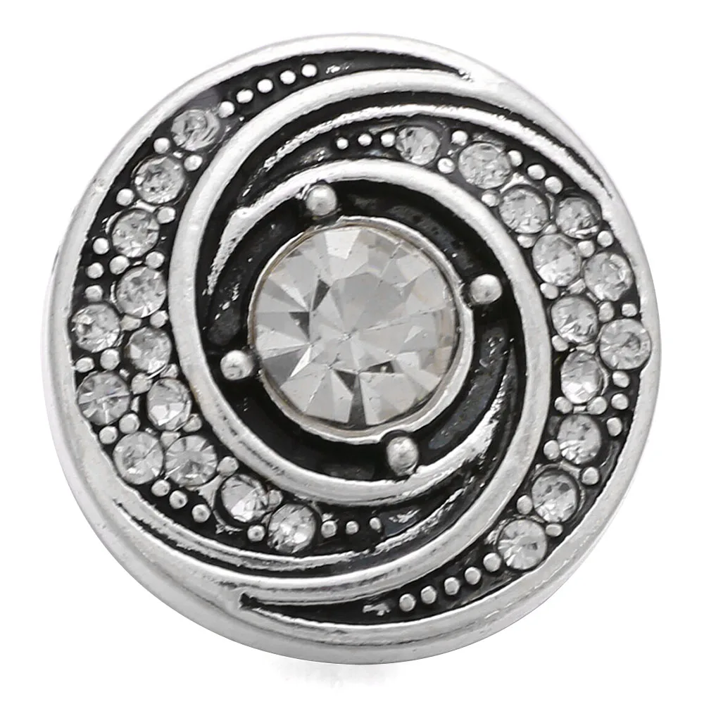 6pcs/lot Snap Button Jewelry White Rhinestone Flower Snap Buttons Fit 18mm Snap Bracelets Bangles DIY Jewelry