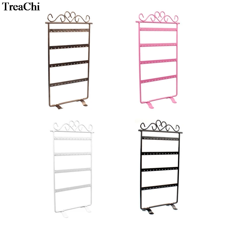 48 Holes Metal Earrings Organizer Stand Frame Holder Iron Painted 4 Layer Jewelry Earring Showcase Wall 4 Colours Available