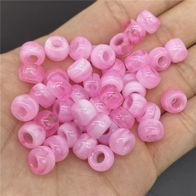 50pcs 6x9mm Big Hole Acrylic Beads Hair  Loose Spacer  for Jewelry Making Necklaces Earrings Bracelets Handmade Diy