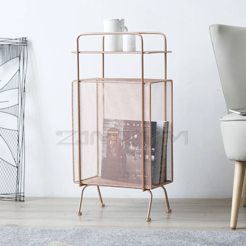 Metal storage rack Nordic simple bedroom storage rack Magazine Book Shelf Floor Stand Bookcase Luxury Storage Shelves