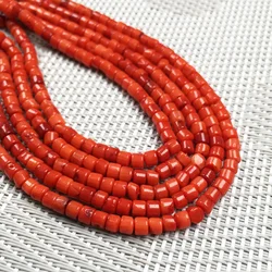 Natural Red Coral Beads Cylindrical Loose Coral Beads for Jewelry Making DIY Bracelet Necklace Accessories Size 3x3mm