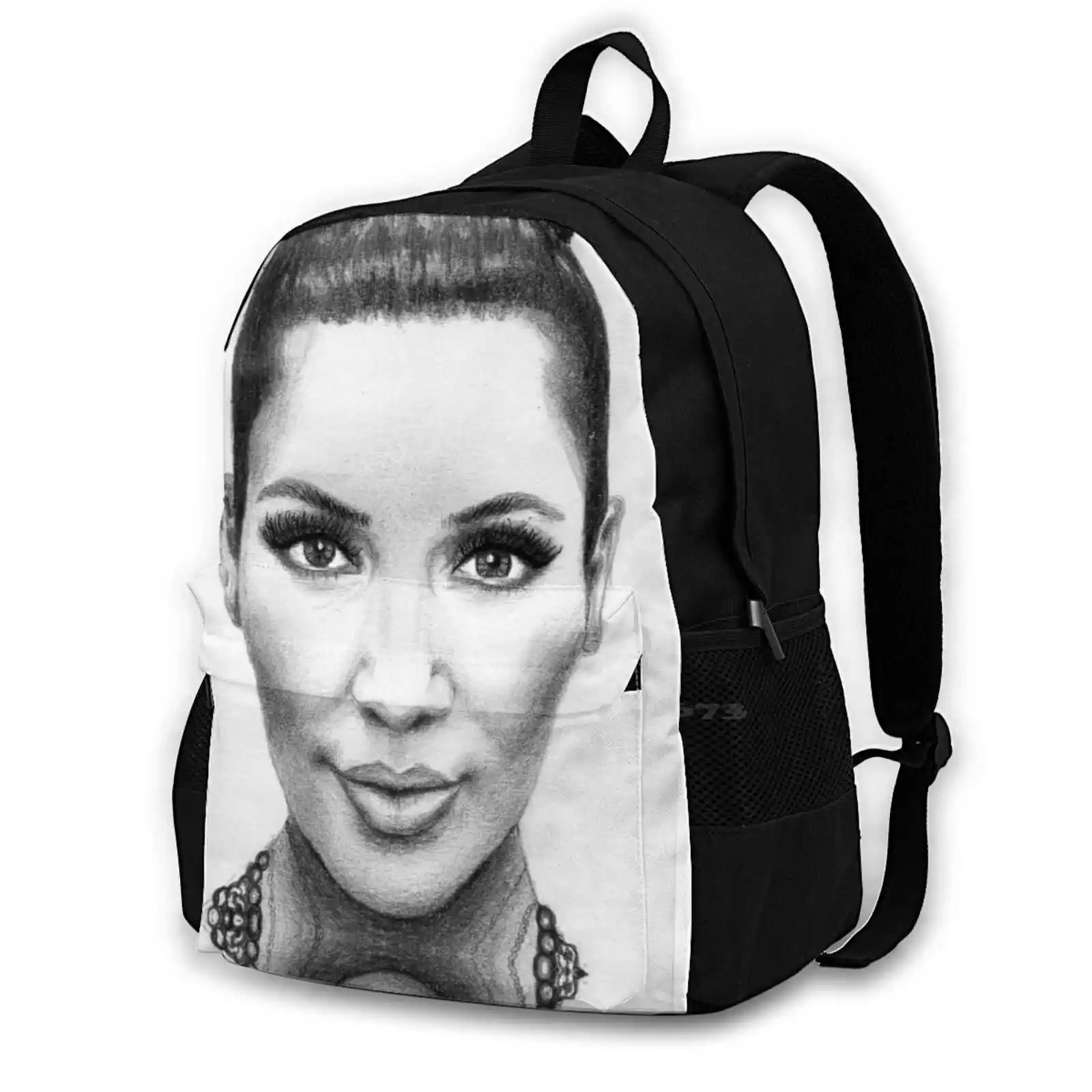 Glamour Bag Backpack For Men Women Girls Teenage Glamour Keeping Up Make Up Looks Black And White