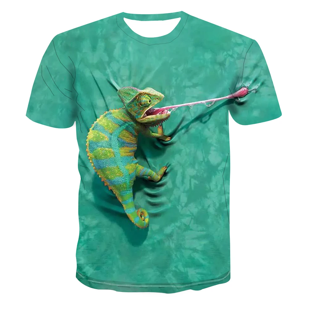 Funny Chameleon T-Shirts Animals Lizard 3D Printed Men Women Casual Streetwear Fashion Oversized T Shirt Kids Tees Tops Clothing