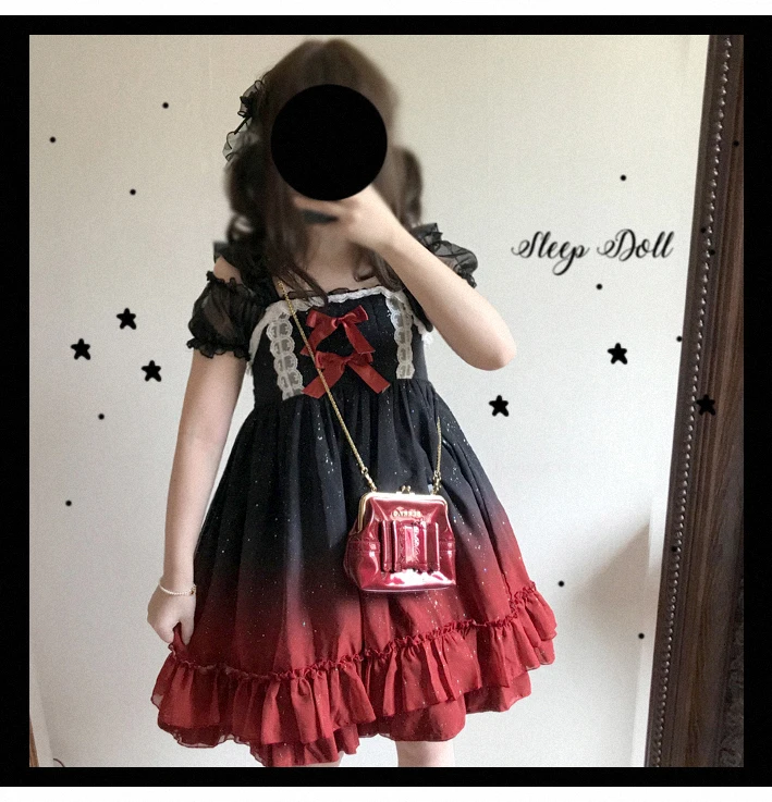 Sommer palace süße prinzessin lolita strap kleid vintage hohe/mittleren taille viktorianischen kleid kawaii mädchen gothic lolita weiche mädchen