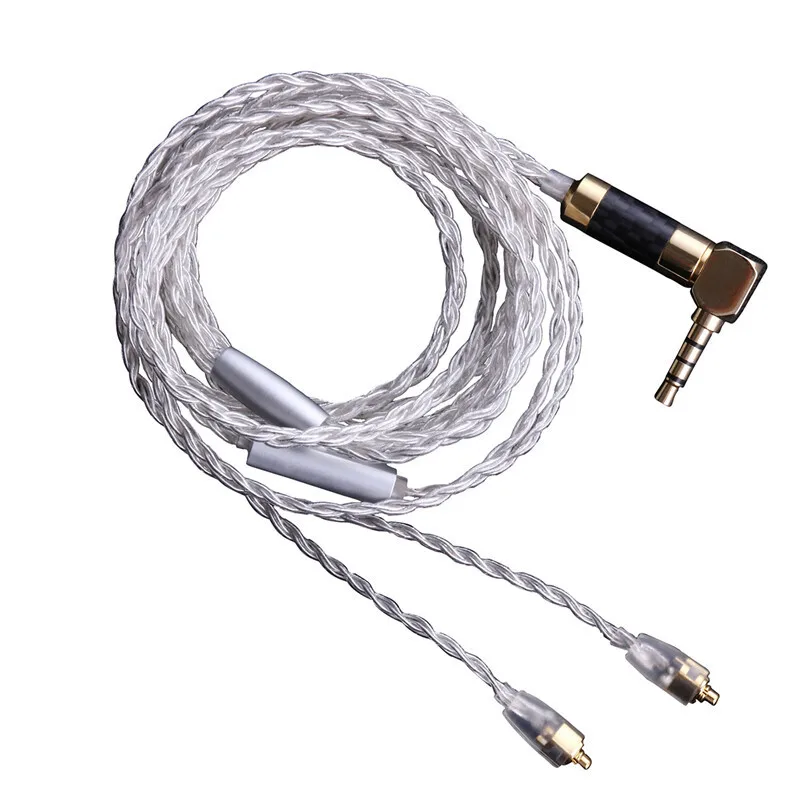 BGVP 5N OCC DM5 Silver Plated Earphone Cable SE846 High Frequency Upgraded 8 Strand MMCX Cable With Mic L Bending/Line Type