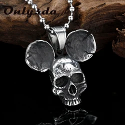 Onlysda Cool New Arrival Hiphop Rock Sliding Skull Pendant Charms Stainless Steel Chains Necklace Men's Skeleton Jewelry OSDZ163