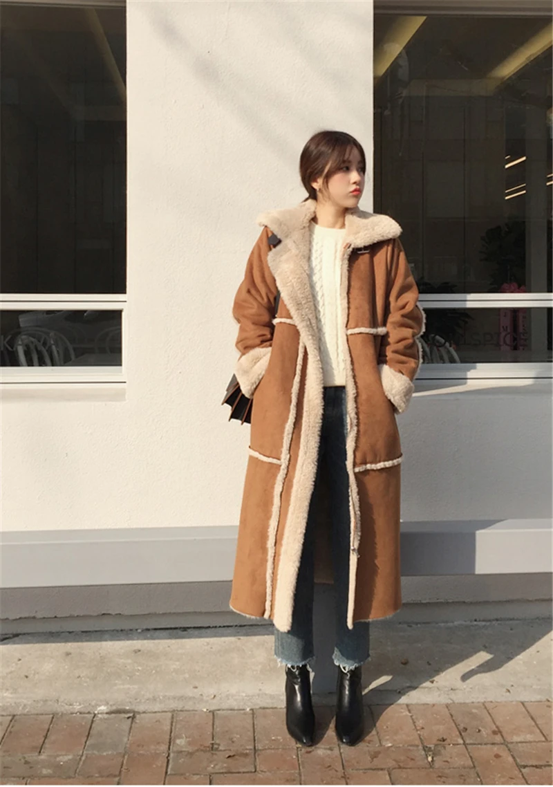 LMQ NEW 2020 Winter Women High Quality Fur Coat Loose Lapel Thick Warm Plush Stylish Cashmere Casual Streetwear Lamb Wool Coat