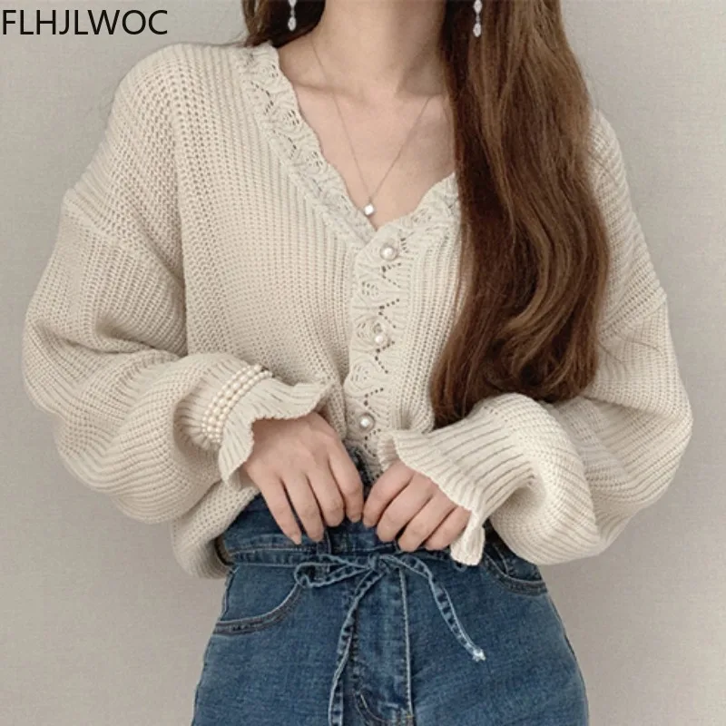 

2021 Autumn Winter Cute Sweater Women Sweet Grils Japanese Style Vintage Flower Single Breasted Button Knitted Cardigans Coats