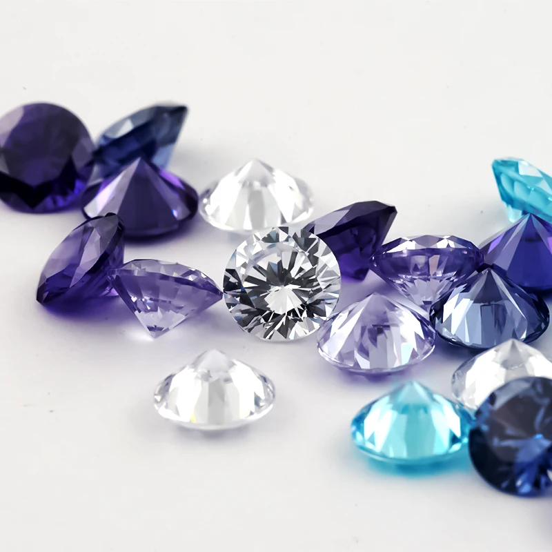 1~12mm 5A Runde Lose Zirkonia-Steine Weiß Lavendel Violett Tansanit Meerblau Mix 5 Farben CZ Edelsteine für Schmuckherstellung – Detail 10