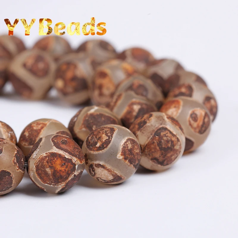 Natural Brown Stripes Dzi Agates Beads Tibetan Mystical Football Agates Round Loose Beads For Jewelry Making DIY Bracelet 6-12mm