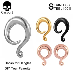 Casvort 2PCS New Jewelry All Stainless Steel Ear Piercing Plug Fashion Ear Hooks Dangle Stretcher Pair Selling