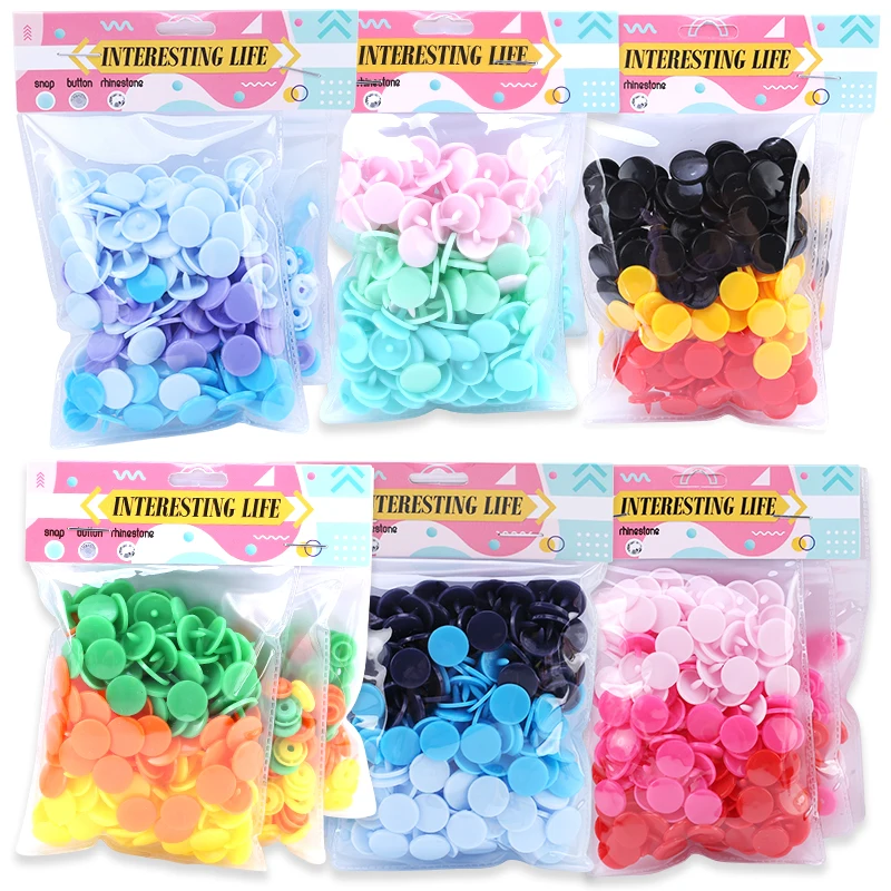 Wholesale DIY Plastic Snap Buttons For Clothes Garment Press Stud Fasteners Used to Kids diapers/Bibs/Bags/Folder/Toys