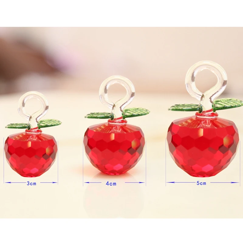 Chirstmas Tree Hangs Ornaments 30 40 50mm Crystal Glass Apple miniature Figurine Natale Home Decorations Figurines Crafts gifts