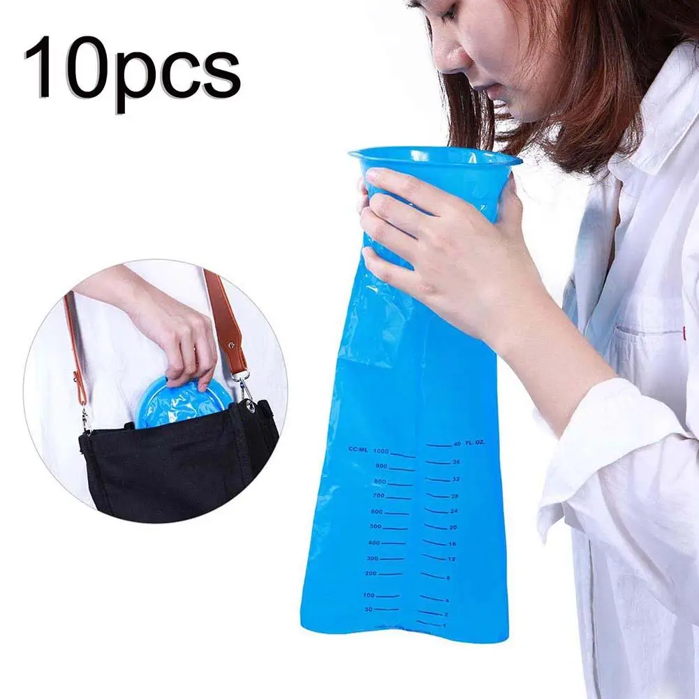 10Pcs 1000ML Handle Disposable Bag Outdoor Travel Car Airplane Motion Sickness Carsick Nausea Vomit Storage Bags Clean Supplies