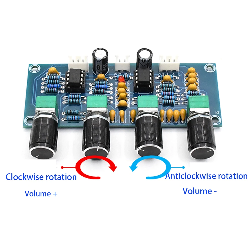 Tenghong Dual NE5532 Repalceable Tone Preamp Board Audio Treble Bass Adjustment Equalizer Pre Amplifier Control Preamplifier