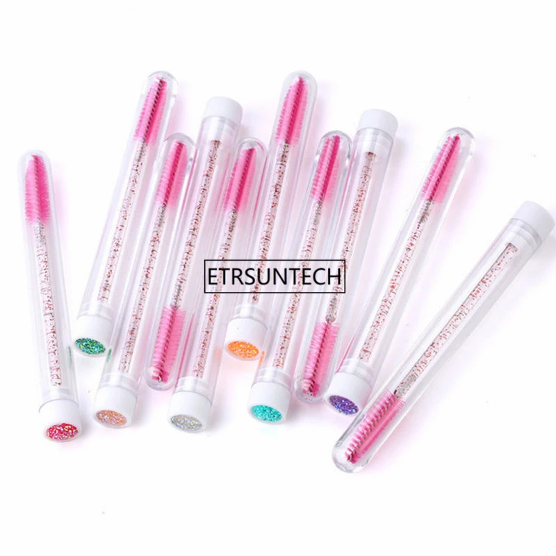 200pcs NEW Eyelash Extender Disposable Eyebrow Brush Separate Tube Design Charming Diamond Bottom Mascara Stick Applicator