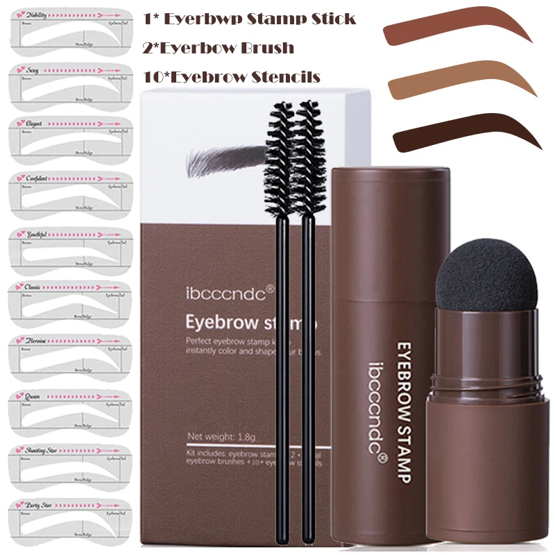 New Perfect Eyebrow Stamp Stencil Kit Eye Brow Stencil Stamp Kit Waterproof Long Lasting Eyebrow Enhancers Brow Powder Stamp