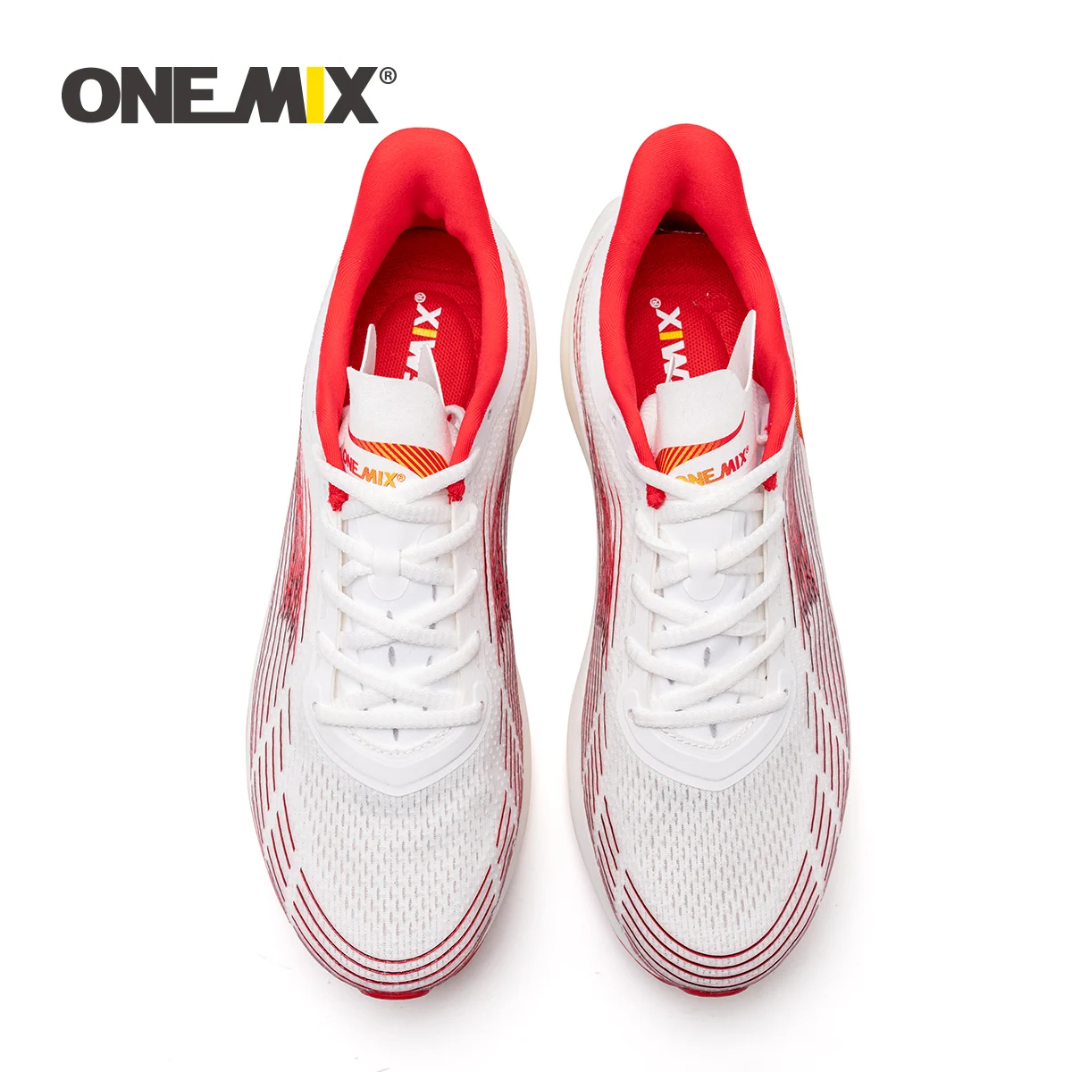 ONEMIX-Zapatillas deportivas transpirables para mujer, zapatos de malla con cordones, con placa de fibra de carbono, para maratón al aire libre, 2024