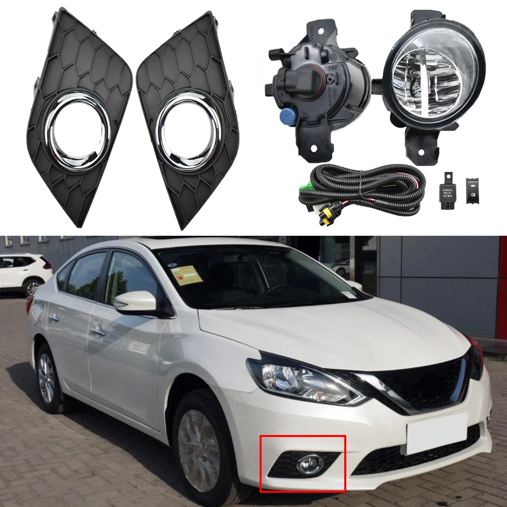 

1pair LED fog lights for Sentra bluebird Sylphy 2016-2018 headlight fog light covers frame lamp hoods foglight Grilles