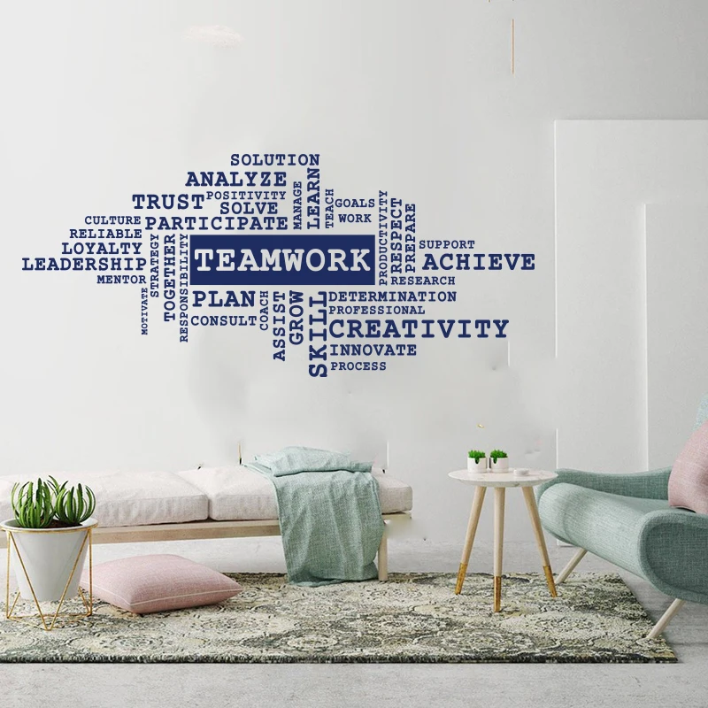 Teamwork  Success Office Wall Sticker School Office Team Work Trust Leadership Inspirational Motivational Quote Wall Decal Vinyl