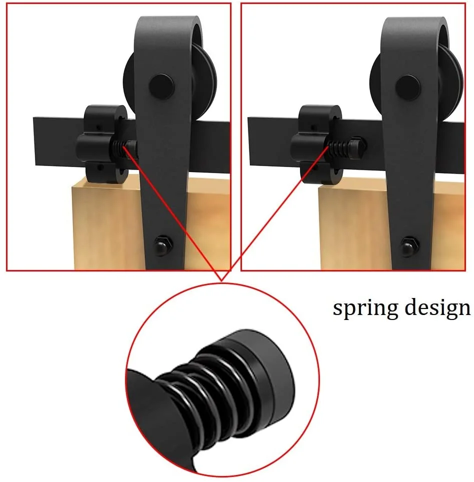 CCJH topes de puerta de resorte ajustables, accesorios para puerta corrediza de Granero, instalación Flexible, 1 par, negro