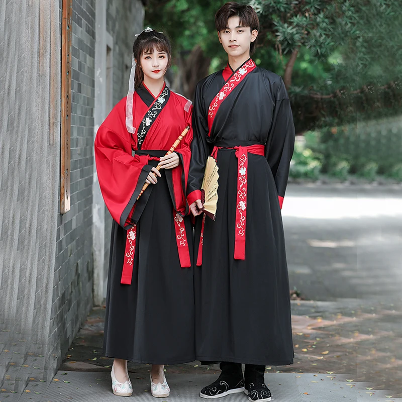 

Chinese Dress Black Red Hanfu Customized China Style Ancient Martial Kimono Embroidery Traditional Cosplay Costumes Dresses