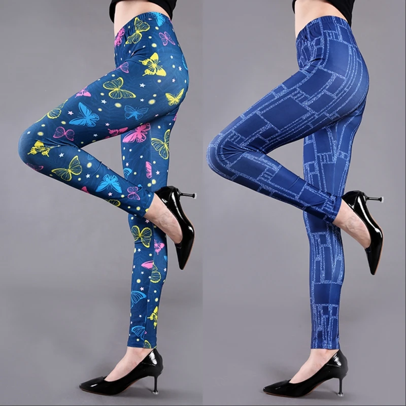 Spring and Summer Outdoor Sport Women's Pants Silky Printed Leggings Plaid Flower High Slimming Stretch yoga trousers Jeggings