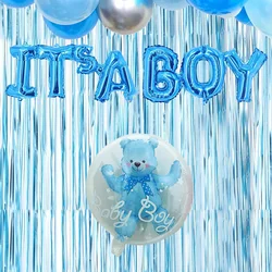 Its a Boy Welcome Baby Shower Decorations Banner Foil Balloon Stroller Bear Baby Bottle Doll Rain Curtain Tassel Welcome Home
