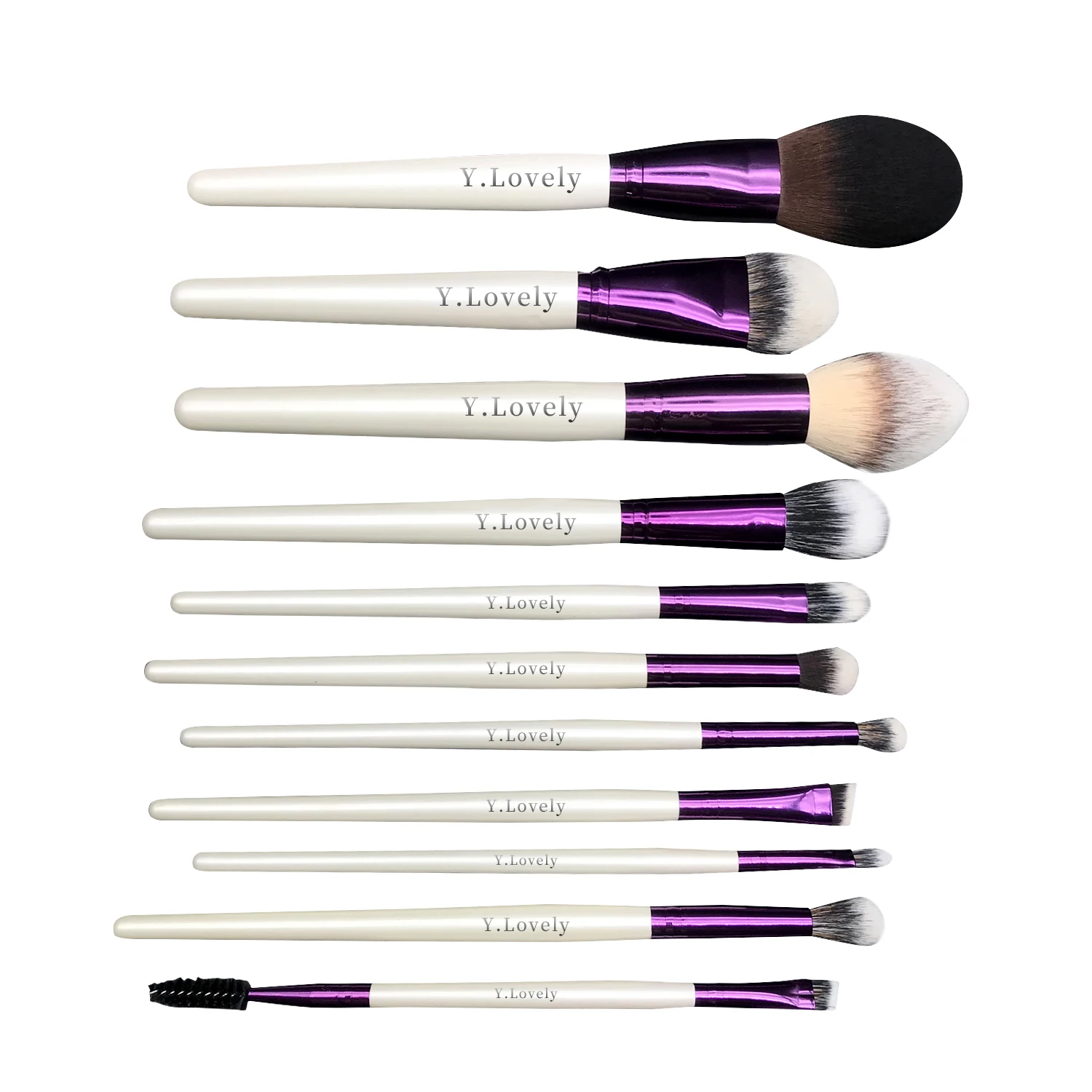 YLovely 6/9/11/18pcs Super Soft Taklon Purple Eyebrow Lash Foundation Contour Blending Eyeshadow Makeup Kit Cosmetic Brush Set