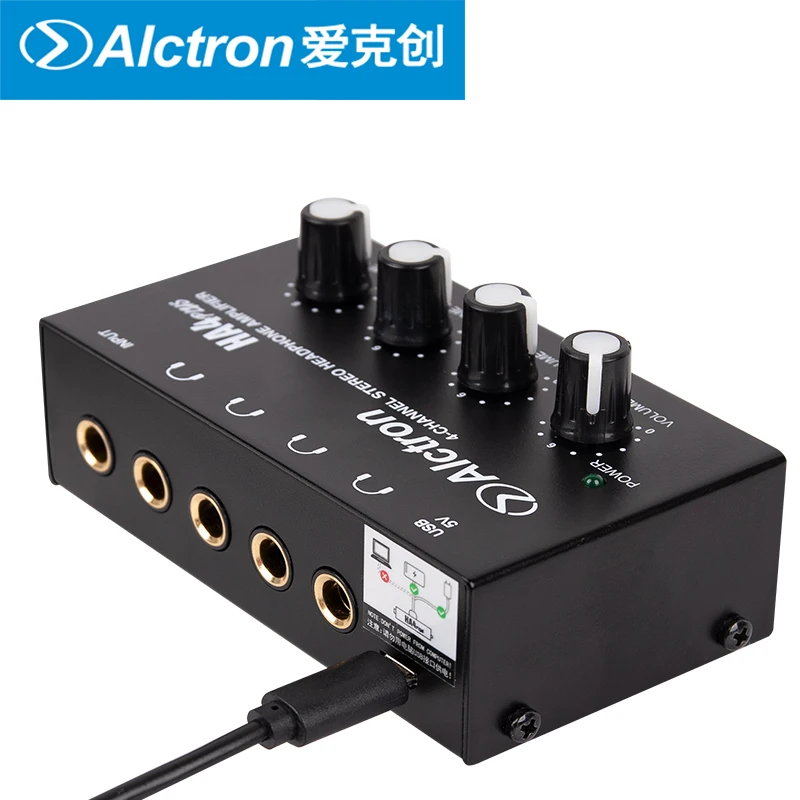 Updated version Alctron HA4 Plus 4 Channel Professional Monitoring Headphone Amplifier Compact USB interface powered supply