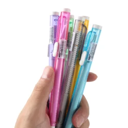 5Pcs/set Color Automatic Kawaii Eraser Plastic Holder Rubber Pen Replaceable Core Art Drawing Writing Error Correction Supplies