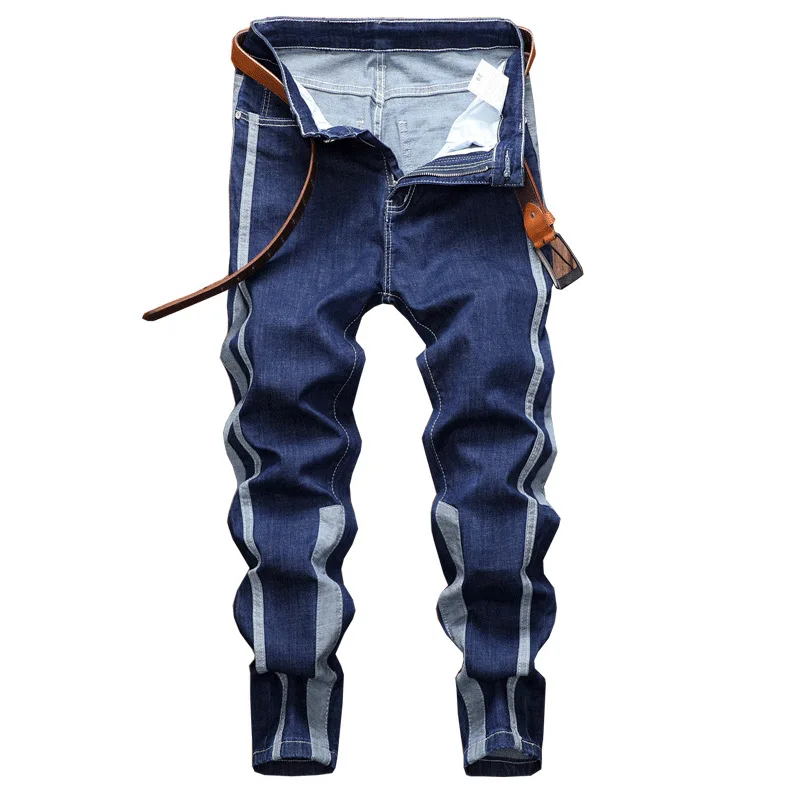 Mens Jeans Slim Fit Blue Stretch Simplicity Korean Version Spring Autumn Male Straight Trousers Casual Fashion Brand Denim Pants