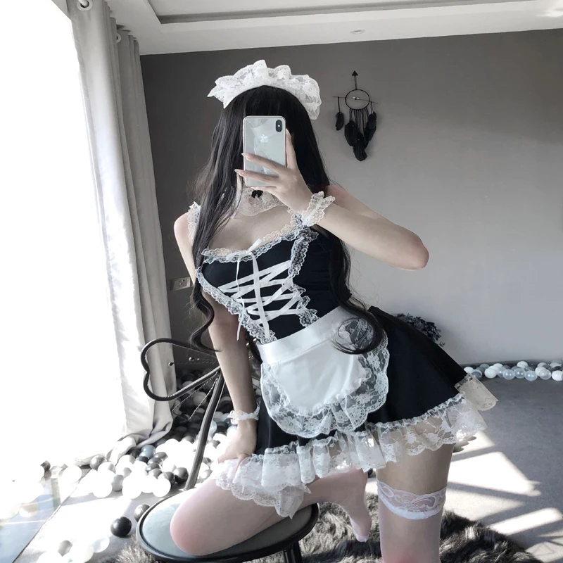 Hot Lolita Meid Uniform Babydoll Jurk Lingerie Porno Erotische Rollenspel Vrouwen Sexy Lingerie Meid Cosplay Kostuums Dienstmeisjes Ondergoed