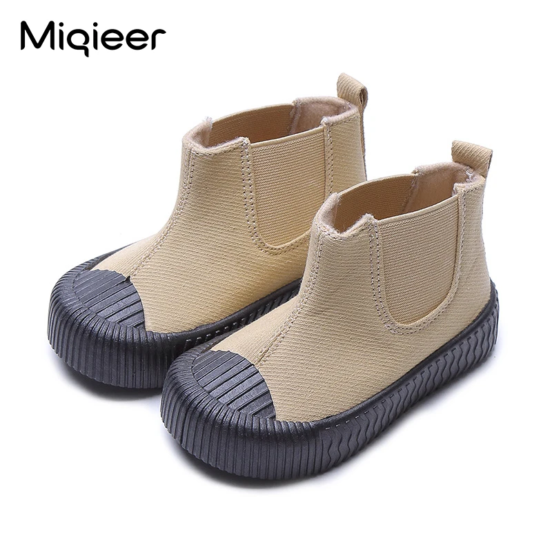 Spring Autumn Children Chelsea Short Boots Fashion Korean Canvas Kids Casual Shoes Baby Girls Soft Bottom Anti-Slip Martin Boots