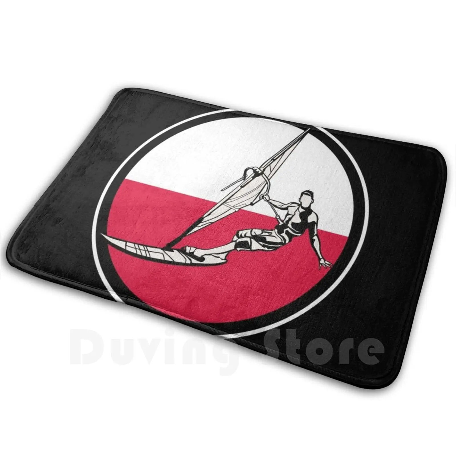 Windsurfing Poland Mat Rug Carpet Anti-Slip Floor Mats Bedroom Windsurfing Wind Surfing Poland Flag Polish Windsurfer Windsurf