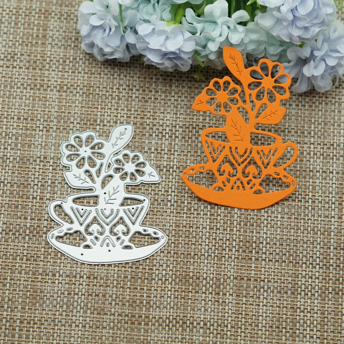 

Flower In a Cup New Pattern Plant Scrapbooking Metal Cutting Dies Diy Invitation Card Album Decorating Craft Paper Cutter Mold